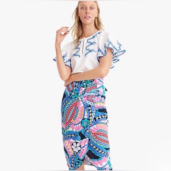 J. Crew *NWT* Women’s 100% Cotton Tie-Back Tulip Skirt, Ratti® Kaleidoscope - Picture 3 of 10
